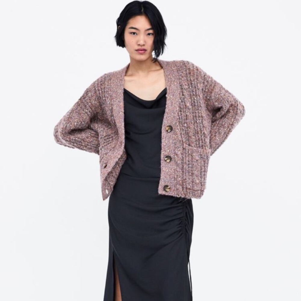 Zara Oversized Cable Knit Cardigan